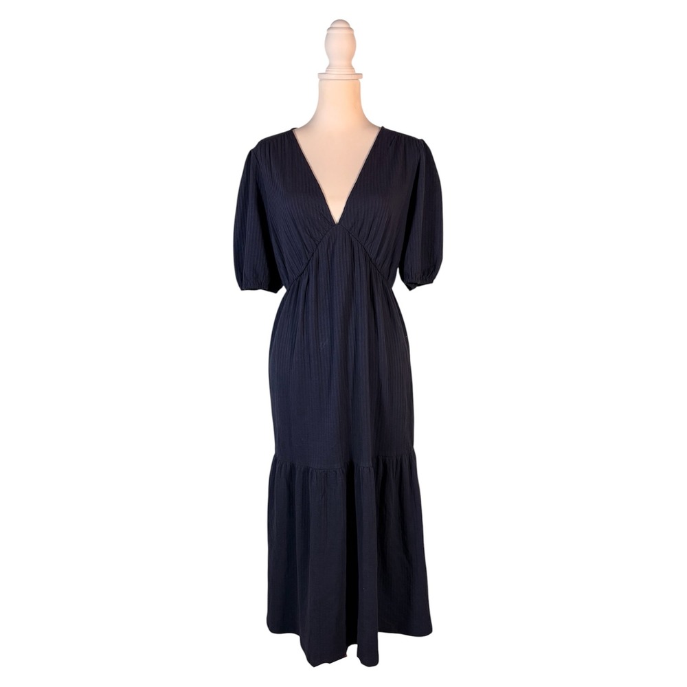 Boden Navy Searsucker Midi Dress UK 14R US 10R NWT Causal Cottagecore Coastal